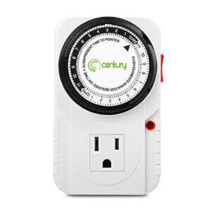 Century 24 Hour Plug-in Mechanical Timer Grounded, Accurate Heavy Duty, 3-Prong