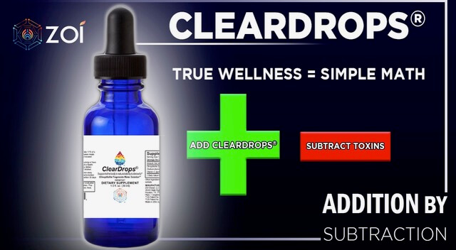 ZOÍ CLEARDROPS®, tasteless drops containing water-soluble zeolite that help remove heavy metals, toxins, and mold from the body.